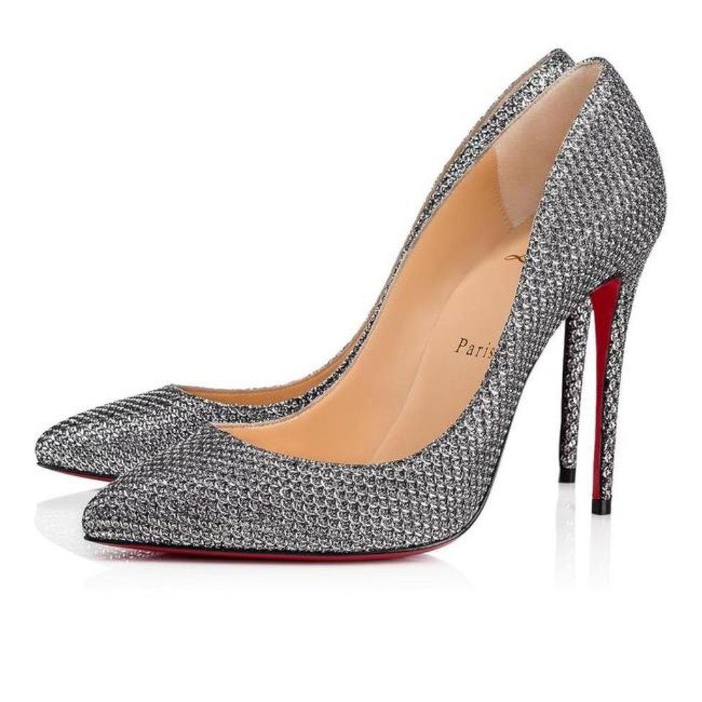 Christian Louboutin Silver Pigalle Follies 100mm